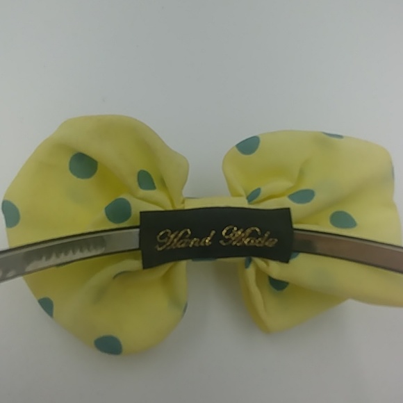 Adorable Headband W/ Yellow & Green Polka Dot Bow - Picture 3 of 5